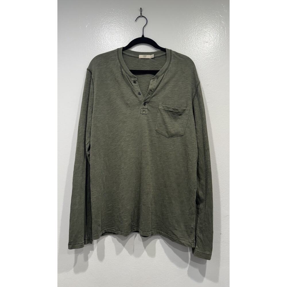 UGG Henley Shirt Men's Size‎ Medium Olive Green Long Sleeve Buttons 100% Cotton